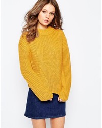 Женский горчичный свитер с круглым вырезом от Fashion Union