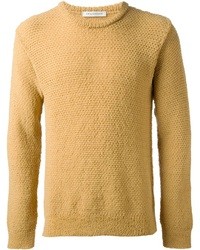 Мужской горчичный свитер с круглым вырезом от J.W.Anderson