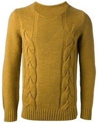 Мужской горчичный свитер с круглым вырезом от Messagerie