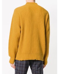 Мужской горчичный свитер с круглым вырезом от MSGM