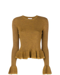 Женский горчичный свитер с круглым вырезом от See by Chloe