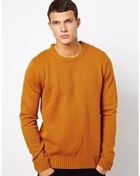 Мужской горчичный свитер с круглым вырезом от Solid