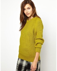 Женский горчичный свитер с круглым вырезом от YMC