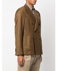 Мужской горчичный шерстяной двубортный пиджак от Manuel Ritz