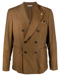 Мужской горчичный шерстяной двубортный пиджак от Manuel Ritz