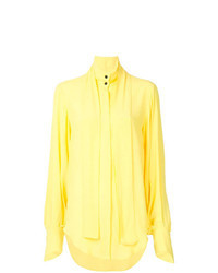 Желтая блуза на пуговицах