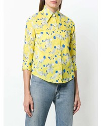 Желтая блуза на пуговицах с цветочным принтом от R13