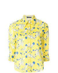 Желтая блуза на пуговицах с цветочным принтом от R13