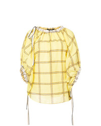 Желтая блуза с коротким рукавом с принтом от Derek Lam