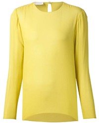 Желтая блузка с длинным рукавом