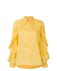 Желтая блузка с длинным рукавом с рюшами от N°21