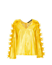 Желтая блузка с длинным рукавом с рюшами от Reinaldo Lourenço