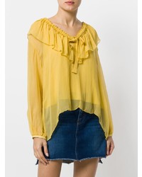 Желтая блузка с длинным рукавом с рюшами от See by Chloe