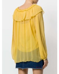 Желтая блузка с длинным рукавом с рюшами от See by Chloe