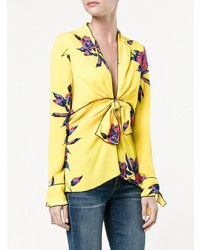 Желтая блузка с длинным рукавом с цветочным принтом от Proenza Schouler
