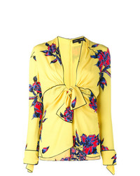 Желтая блузка с длинным рукавом с цветочным принтом от Proenza Schouler