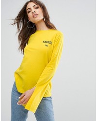 Желтая блузка с принтом от Daisy Street