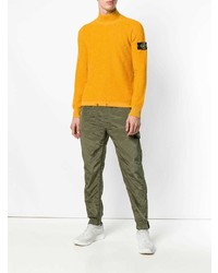 Мужская желтая вязаная водолазка от Stone Island