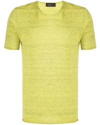 Мужская желтая вязаная футболка с круглым вырезом от Roberto Collina