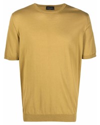 Мужская желтая вязаная футболка с круглым вырезом от Roberto Collina