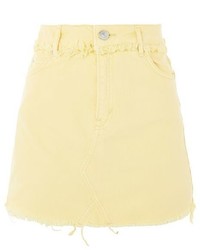 Желтая джинсовая мини-юбка