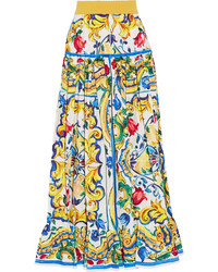 Желтая длинная юбка со складками от Dolce & Gabbana