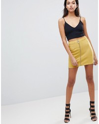 Желтая замшевая мини-юбка