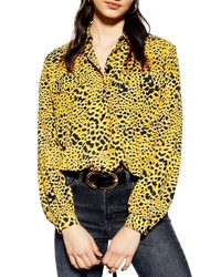 Желтая классическая рубашка с леопардовым принтом
