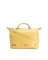 Желтая кожаная большая сумка с принтом от Marc Ellis