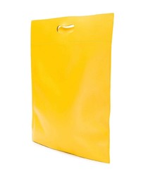 Мужская желтая кожаная большая сумка с принтом от Balenciaga