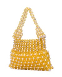 Желтая кожаная большая сумка с украшением от Shrimps
