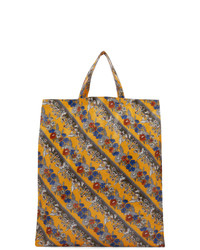 Мужская желтая кожаная большая сумка с цветочным принтом от Gucci