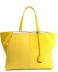 Желтая кожаная большая сумка от Fendi