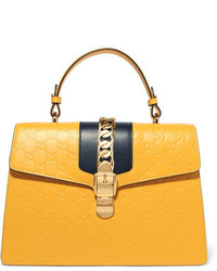 Желтая кожаная большая сумка от Gucci