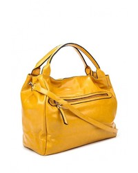 Желтая кожаная большая сумка от Johnny