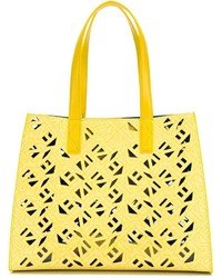 Желтая кожаная большая сумка от Kenzo