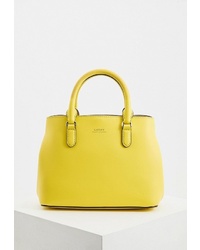 Желтая кожаная большая сумка от Lauren Ralph Lauren