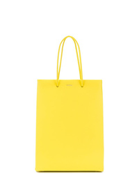 Желтая кожаная большая сумка от Medea