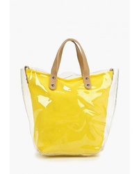 Желтая кожаная большая сумка от Pur Pur