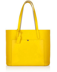 Желтая кожаная большая сумка от Smythson