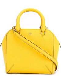 Желтая кожаная большая сумка от Tory Burch