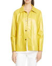 Желтая кожаная куртка-рубашка