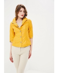 Женская желтая кожаная куртка-рубашка от Kircilar