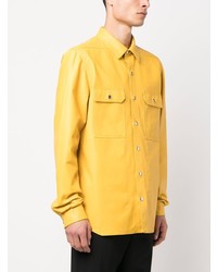 Мужская желтая кожаная куртка-рубашка от Rick Owens