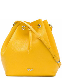 Желтая кожаная сумка-мешок от No.21