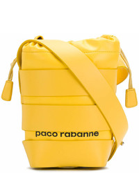 Желтая кожаная сумка-мешок от Paco Rabanne