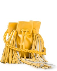 Желтая кожаная сумка-мешок от Sara Battaglia
