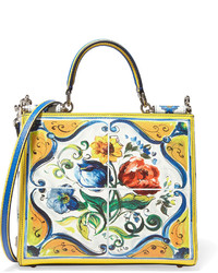 Женская желтая кожаная сумка с принтом от Dolce & Gabbana
