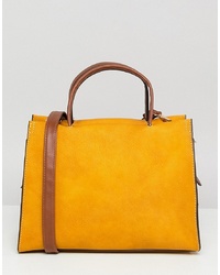 Желтая кожаная сумка через плечо от ASOS DESIGN