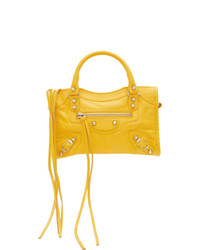 Желтая кожаная сумка через плечо от Balenciaga